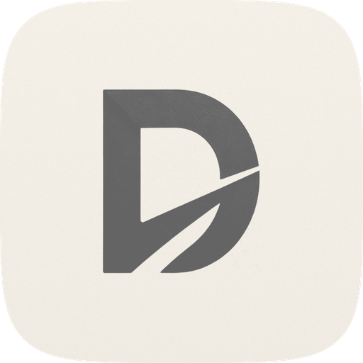 The Doen app icon: a gray letter D on a paper white tile